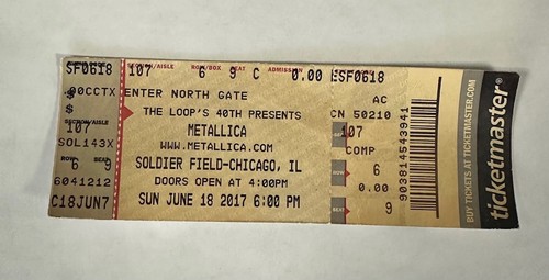 Metallica concert ticket