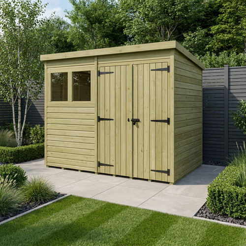 Pent shed double door - x,