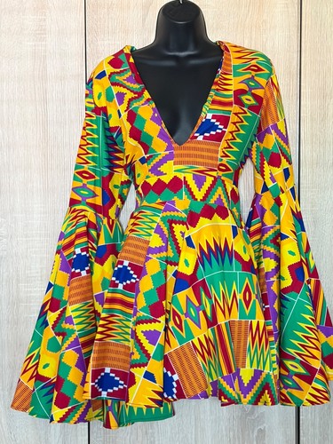 Colourful african print flared - colourful,