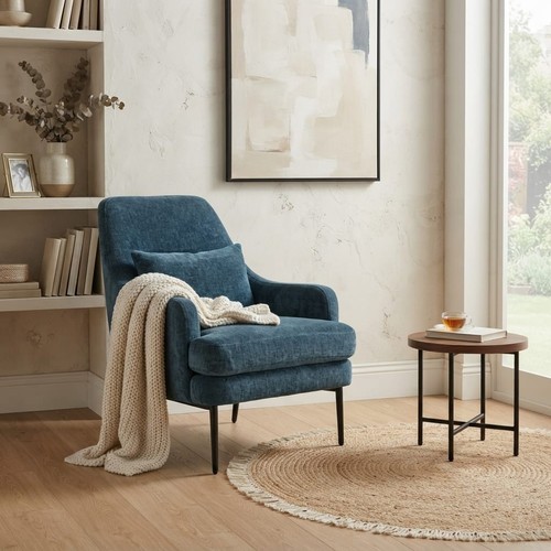 Stylish blue wingback - wingback, armchair