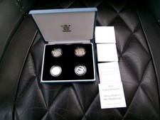 2004-2007 Piedfort Royal mint silver proof 4 pound coins in presentation box
