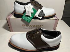 Dunlop Dry Classic Saddle Mens Leather Golf Shoes  M4750C White/Brown Size 9.5