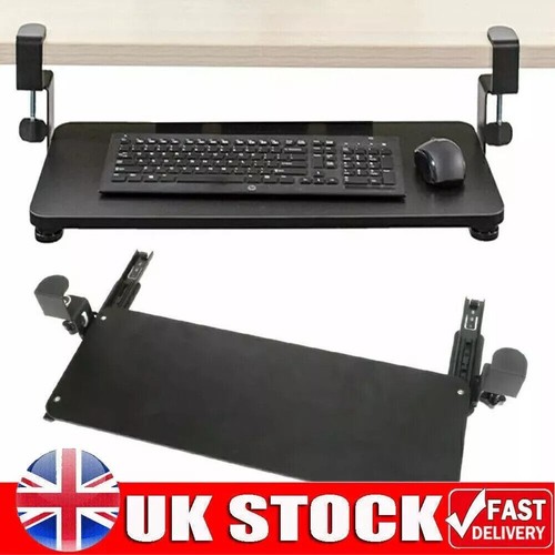 Keyboard tray under desk with - desk,
