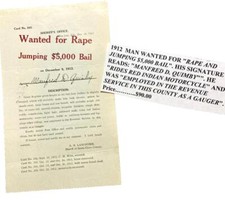 1912 Wanted Poster Rape