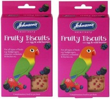 2 PACK JOHNSONS PARROT PARAKEET FRUITY BISCUIT TREAT BARS EGG WILD BERRY FLAVOUR