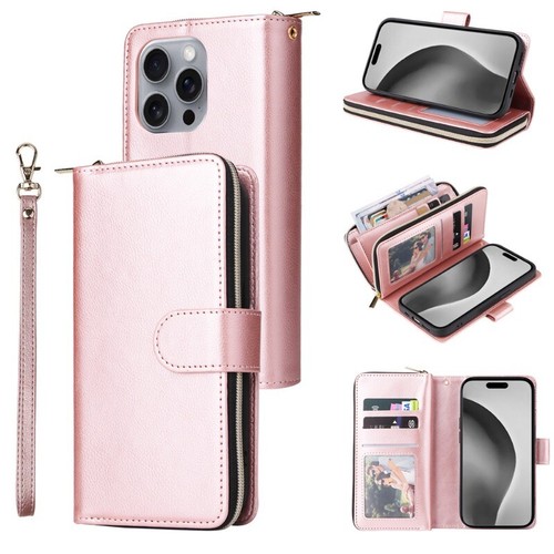 Zip wallet case leather - leather, flip