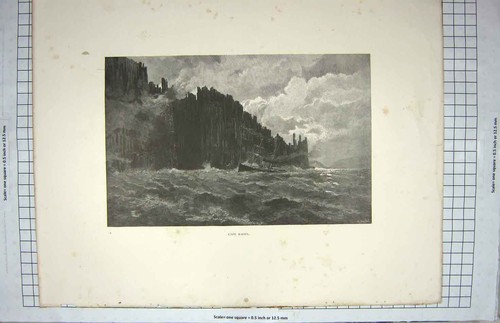 Original old antique print - old,