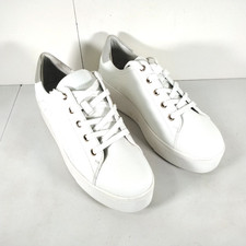 Lands End Womens Platform Trainers Size UK 8 White Lace Up Good Condition