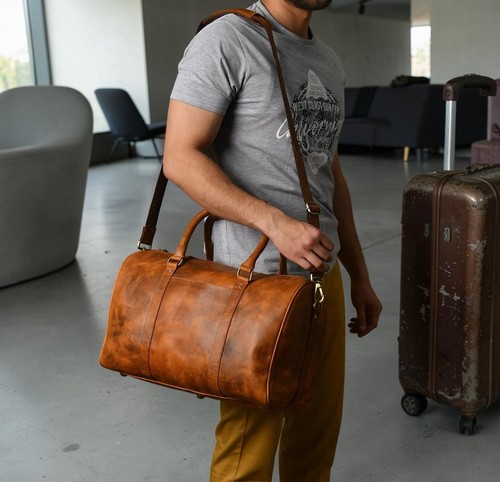 Leather duffle bag full - duffle, grain