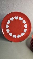 Vintage West German WAESCHTERSBACH Red Plate White Hearts 7.5in Salad Plate