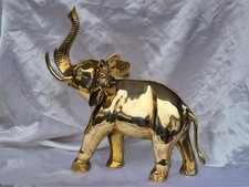A Large Heavy  solid Brass Elephant 35 cm tall  weights approx 3.4 KG