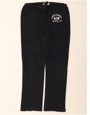 ABERCROMBIE & FITCH Womens Tracksuit Trousers UK 16 Large Navy Blue Cotton DP36