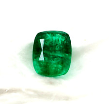 Green Emerald 10-11 ct Loose Gemstone Natural Cushion Cut Colombian Certified