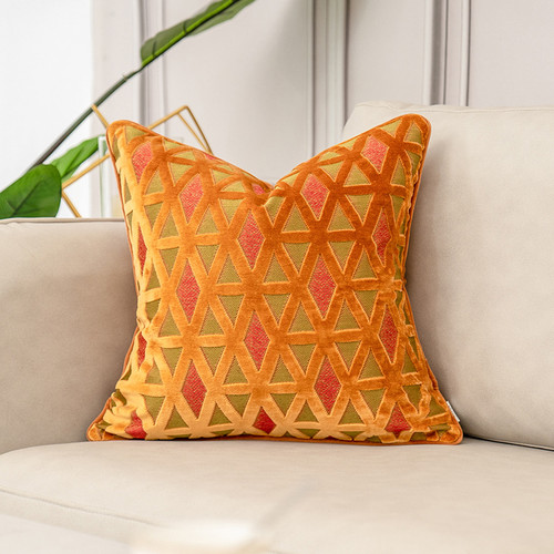 Terracotta velvet cushion - terracotta,