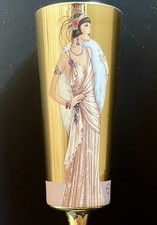Vintage Clinton’s Art Deco Style Lady Pink & Gold Champagne Wine Glass Flute #2