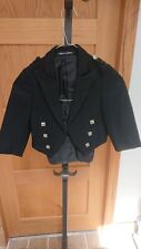 22" 56cm boys child KILT jacket BLACK PRINCE CHARLIE used WEDDING BAPTISM baby