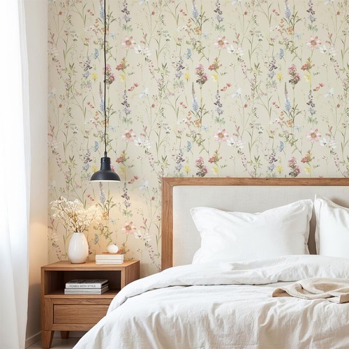 Cream floral wallpaper af0045 - cream,