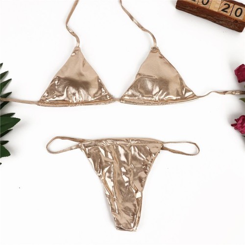 Shiny silver gold bikini set - shiny,