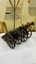 Pair Of Vintage Cast Iron Lustre Cannon Ornament Large 11in Heavy Prop Display