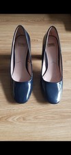 Zara Court Shoes Turquoise Blue Patent Block Heels Size Uk 7