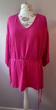 Cerise Pink 3/4 Sleeve Vneck Top From TU @ Sainsbury’s Size 24
