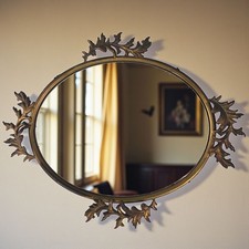 Antique Gilt Brass Mirror W/