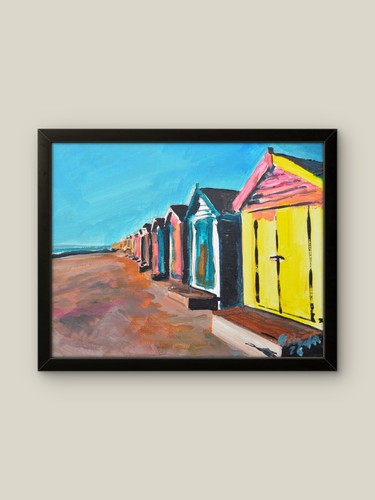 Original beach huts - beach, painting