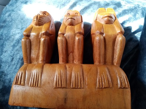 Wooden wise monkeys a - wise,