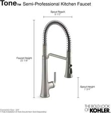 KOHLER 23765-VS Tone Semi Professional Kitchen Faucet, Vibrant Stainless