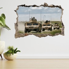 Fighting Machine Army Military  3d Smashed View Wall Sticker Poster Decal A918