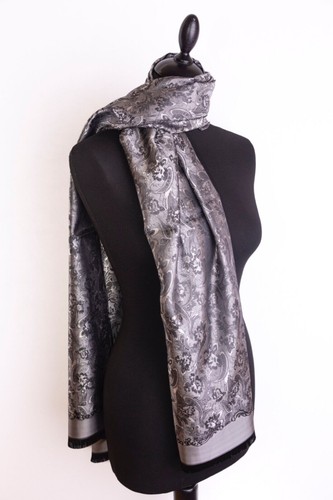 Silver silk evening wrap shawl - evening,