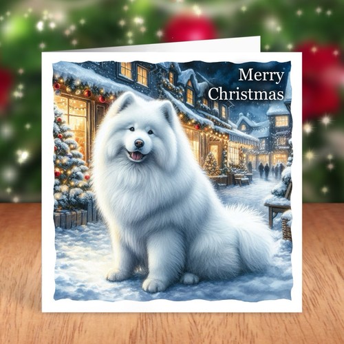 Samoyed dog christmas card - dog,