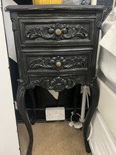 Pair Of Black Painted Bedside Tables With Drawers French Style 