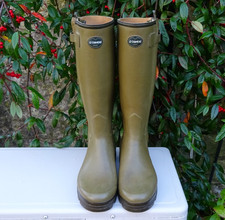 Le Chameau Chasseur Cuir Leather Lined Size 8 Full Zip Wellies Calf 41cm