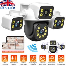 3-Lens HD Wireless IP WI-FI Camera Outdoor CCTV PTZ Smart Home Security IR Cam #