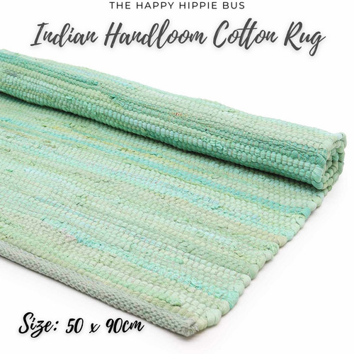 Handloom cotton rug - cotton, handmade