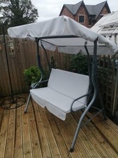 Garden Swing Chair 2-Seater Adjustable Canopy Steel Frame Grey