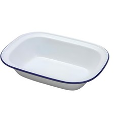 Falcon 24cm Oblong Pie Dish White Enamel Traditional Baking Lasagne Pan