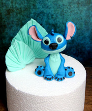 Lilo & Stitch inspired edible handmade Stitch figure & 2 leaves cake toppers