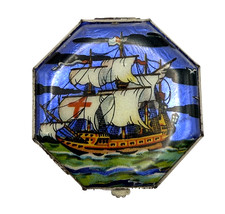 Vintage Gwenda Octagon Foil Compact – Powder Makeup Case – Mid-Century