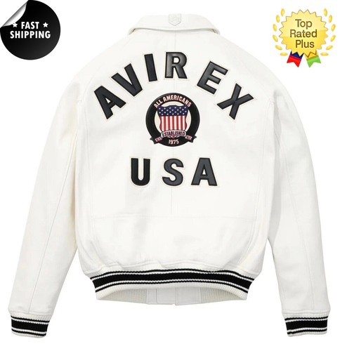 Men avirex white real bomber - men,