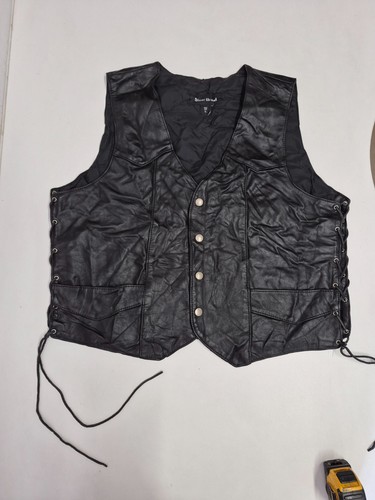 Vintage leather waistcoat - , 44"