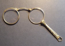 ANTIQUE GOLD COLOURED LORGNETTES WITH SPRING MECHANISM - VERY FINE CONDITION