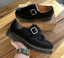 Dr Martens Ramsey Black Suede Kiltie Buckle Creepers NEW