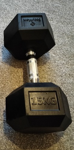 Rubber hex dumbbell single - rubber,