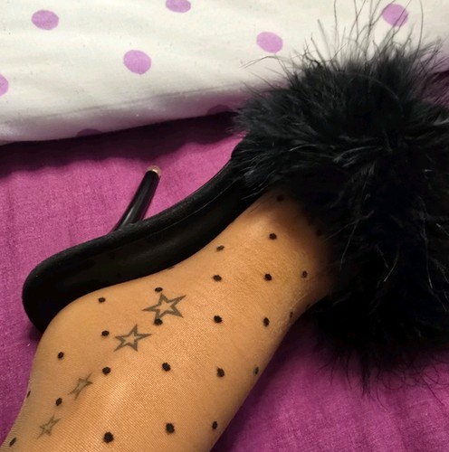 Vintage black fluffy mules - fluffy,