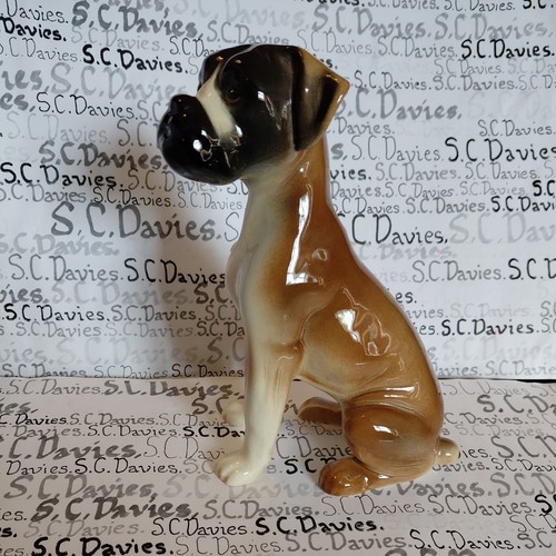 Ceramic seated boxer - seated, dog