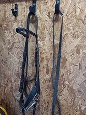 English Leather Bridle, Bit & Reins .Extra Full Size, Black.(Ref:493Y)