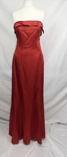 STUNNING VINTAGE ZARA WOMAN RED SATIN STRAPLESS MAXI DRESS PROM FORMALXL