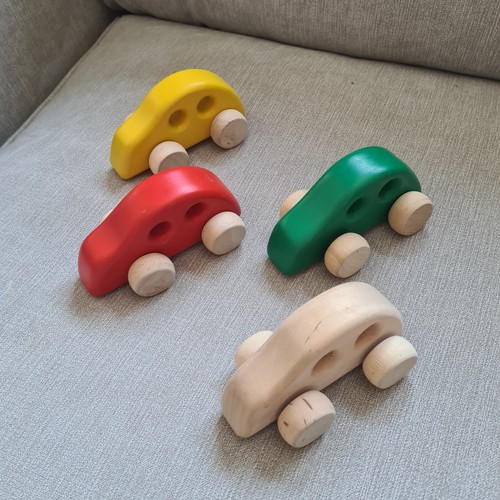 Colorful wooden toy race - toy, car